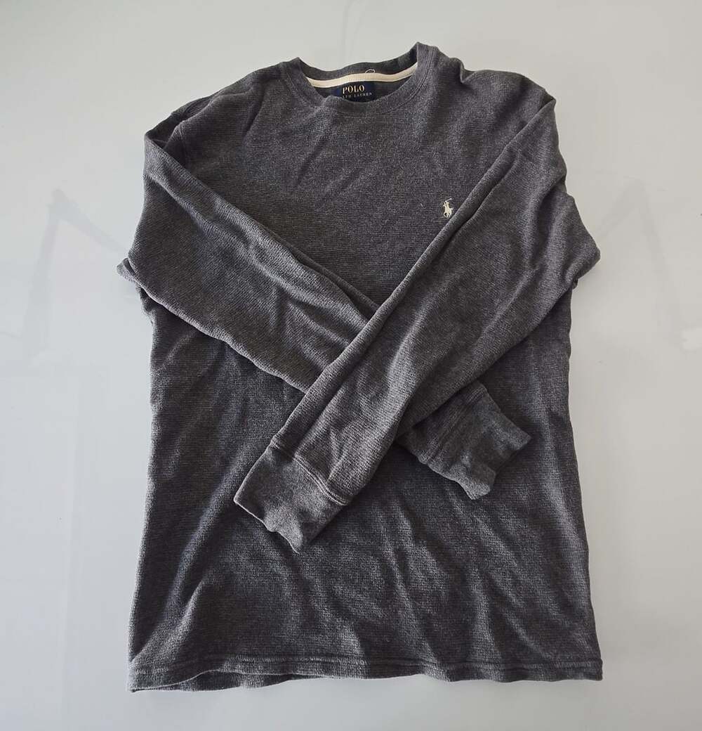 Polo Ralph Lauren Waffle Knit Long Sleeve Size M Gray